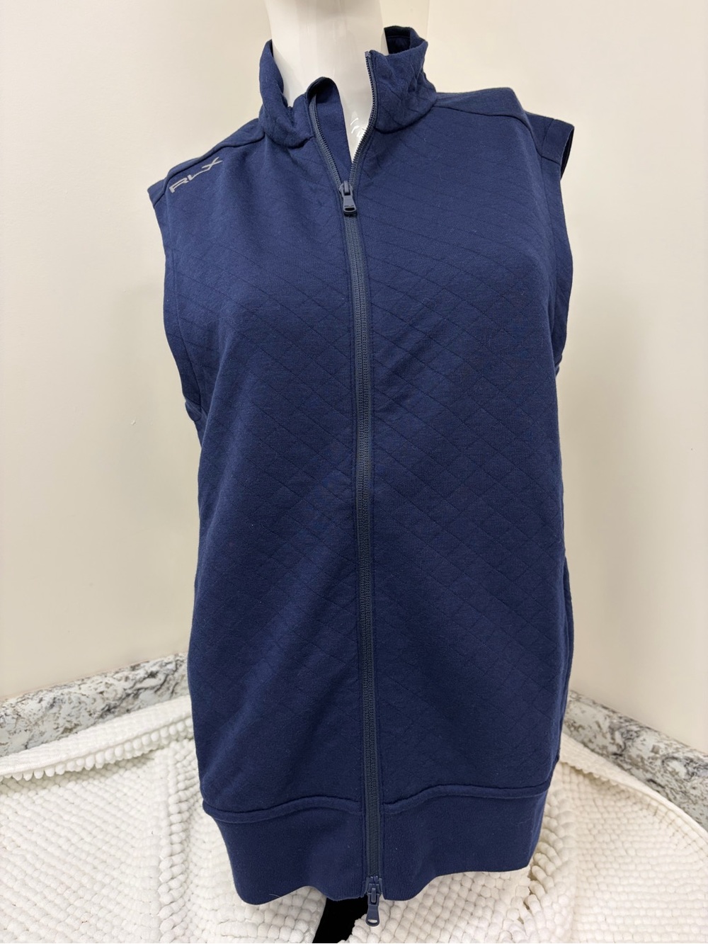 Ralph Lauren Navy Quilted Sleeveless Zip-Front Vest